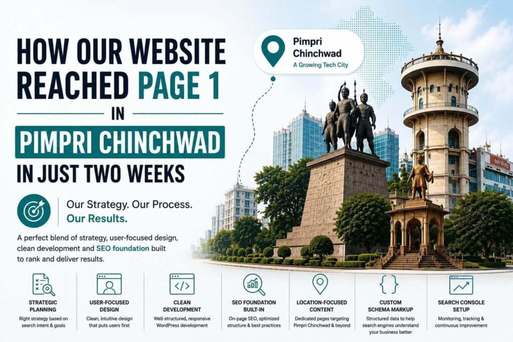 Page One for Website Development Company in Pimpri Chinchwad in 2 Weeks